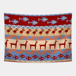 Inca Animals Blanket Birds Fish Llamas Monkeys Pattern Tapestry