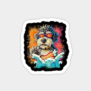 Colourful Cool Golden Doodle Dog with Sunglasses Magnet