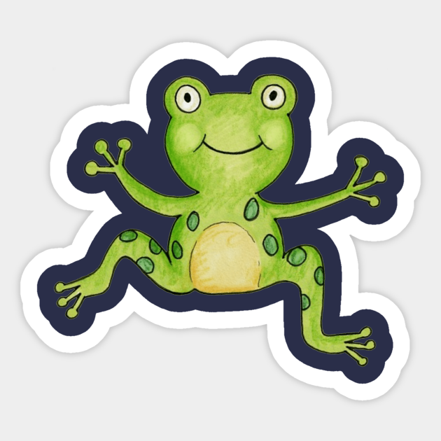 Frog Animal Drawing Artwork Design Cute Gifts Frog Sticker Teepublic Set of green frog in flat style with pattern. teepublic