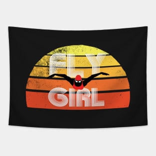 Retro Fly Girl Womens Swimming 2 Tapestry