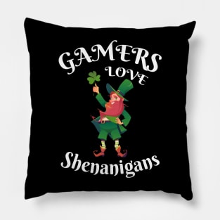 Video Gamers Love Shenanigans Funny St Patrick's Day Pillow