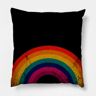 Rainbow Vintage Retro Distressed Style Pillow