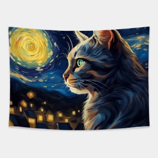 Cat Van Gogh Tapestry