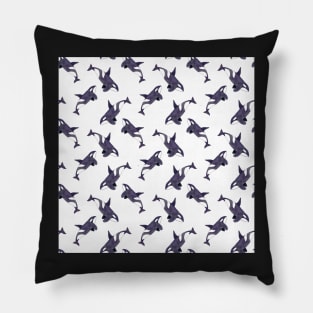 Watercolor monochrome pattern with orca Pillow