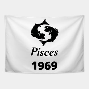 Black Zodiac Birthday Pisces 1969 Tapestry