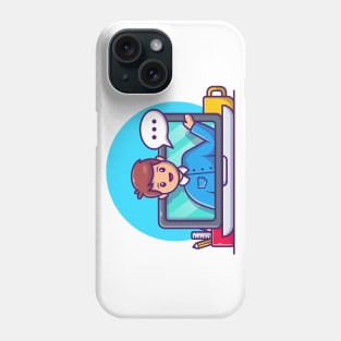 Male working on laptop cartoon Phone Case