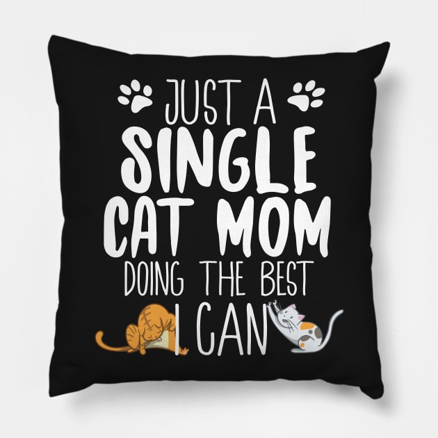 Single Cat Mom Pillow by Eugenex