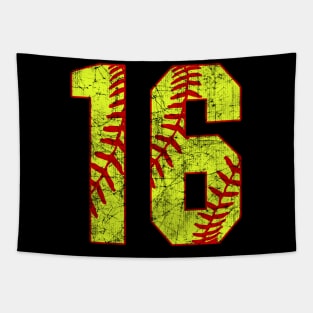 Fastpitch Softball Number 16 #16 Softball Shirt Jersey Uniform Favorite Player Biggest Fan Tapestry