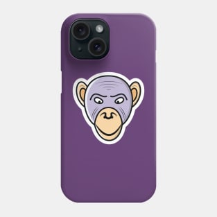Monkey Head Cartoon Character Sticker vector illustration. Animal nature icon concept. cheerful monkey head sticker vector design on pink background with shadow. Phone Case