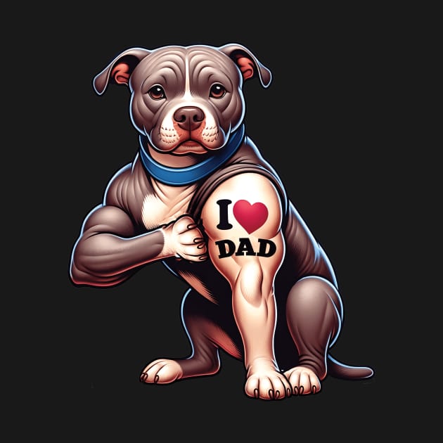 Pitbull I Love Dad Happy Father Day Dog Lover by Buleskulls 