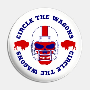 Buffalo Football Circle the Wagons Skull Pin
