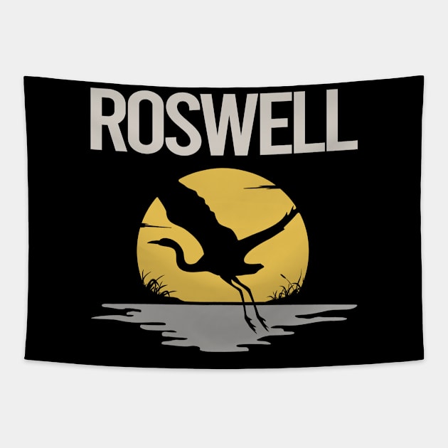 Flying Stork Roswell Tapestry by flaskoverhand