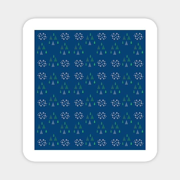 Cute Watercolor Snowflakes And Christmas Tree Pattern Magnet by ExprezzDesigns