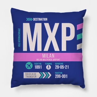 Milan (MXP) Airport Code Baggage Tag Pillow