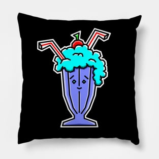 Cute Blueberry Milkeshake with a Cherry on Top - Blue Drink Gift - Blueberry Milkshake Pillow