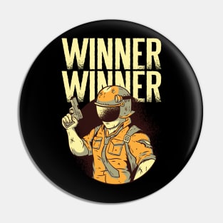 Winner Winner Armed Character Gaming Design Pin