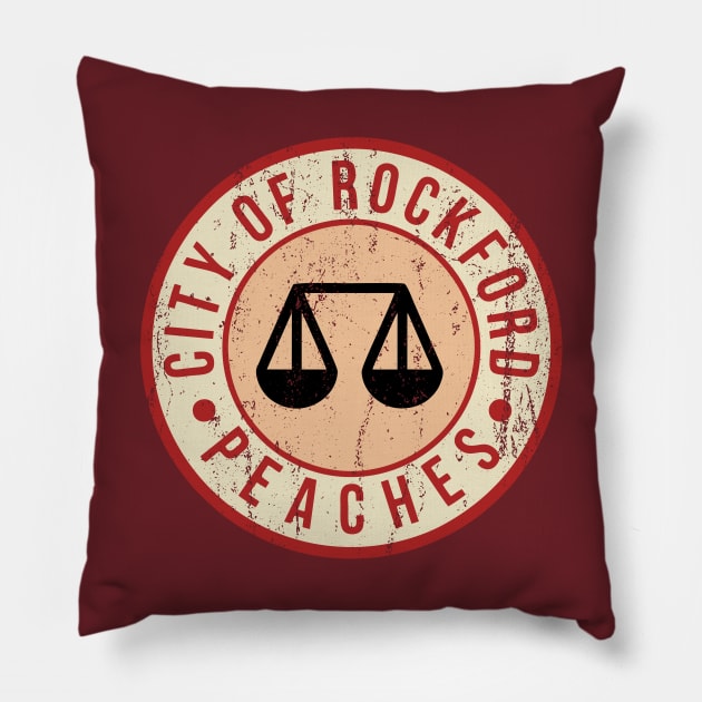 City of Rockford Peaches - Vintage Distressed Pillow by Europhia