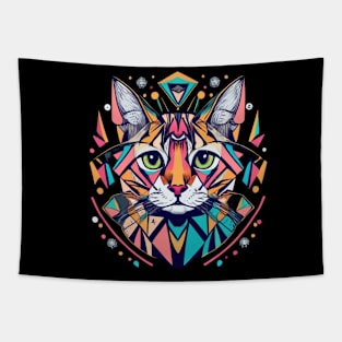 Geometric cat Tapestry