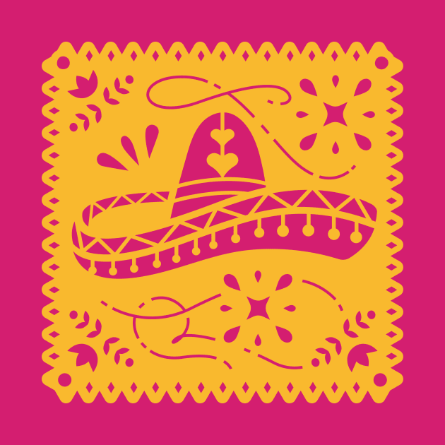 Colorful Papel Picado Banner with Sombrero by SLAG_Creative