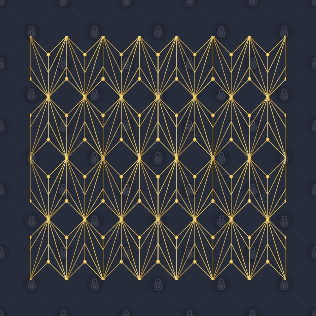 Art Deco geometric pattern navy and gold by kallyfactory