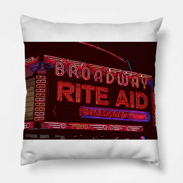 Broadway Rite Aid in Seattle's Capitol Hill Pillow by WelshDesigns