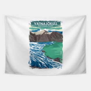 Vatnajokull National Park Travel Poster Tapestry