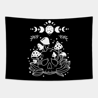 Aesthetic Halloween Skull Lover Moon Creepy Witchy Tapestry