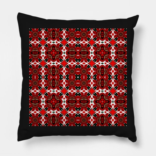Red and Green Christmas Pattern Number 25 Pillow by BubbleMench