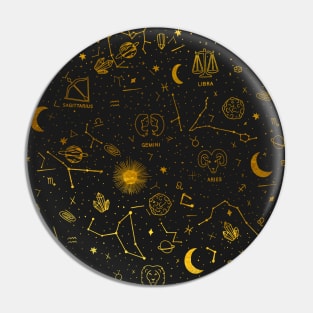 Star sign pattern - Gold Pin