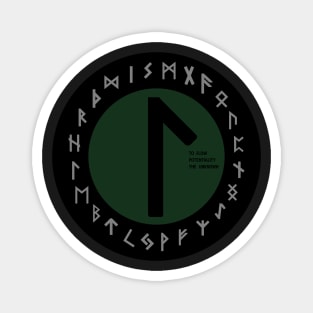 Green Laguz Futhark Rune Symbol Magnet