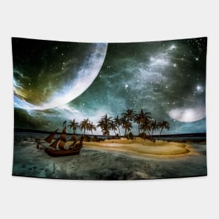 Wonderful tropical island in the night Tapestry