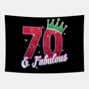 70 and Fabulous 70th Birthday Women Girls Diamond Crown Tapestry