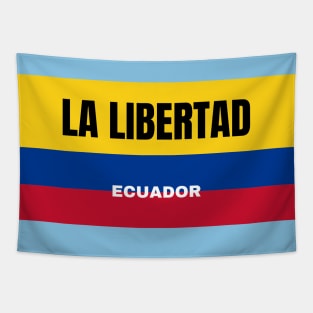 La Libertad City in Ecuadorian Flag Colors Tapestry