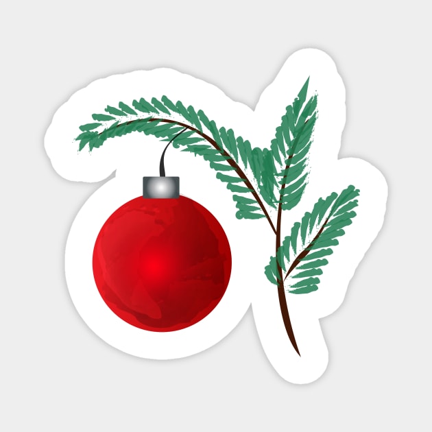 Beautiful christmas red bauble Magnet by Salma Ismail