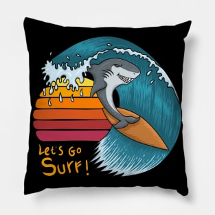 Surfing shark sunset - Let's go surf Pillow