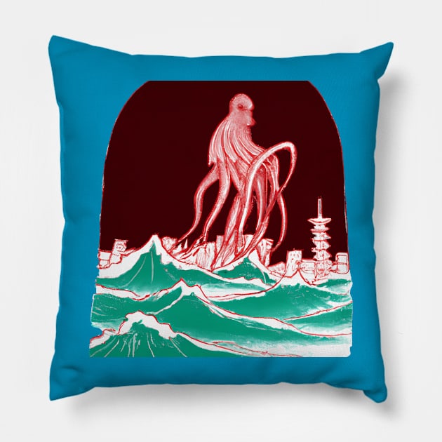 Cthulu in the City Pillow by Dunkel