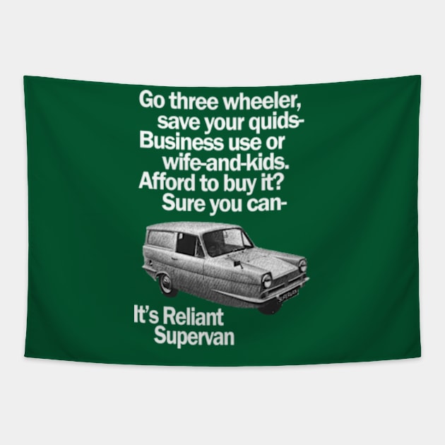 RELIANT SUPERVAN - advert Tapestry by Throwback Motors