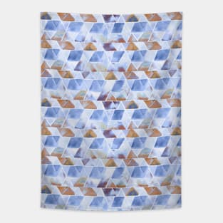 watercolor geometric straight lines blue brown Tapestry