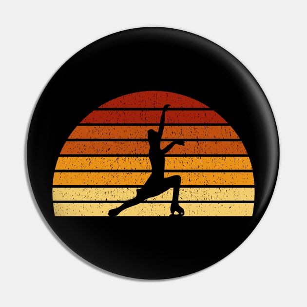 Vintage Sunset Figure Skating Gift For Figure Skaters Pin by OceanRadar