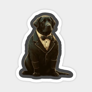 Fashionable Lab: The Elegant Black Labrador Retriever in Formal Attire Magnet