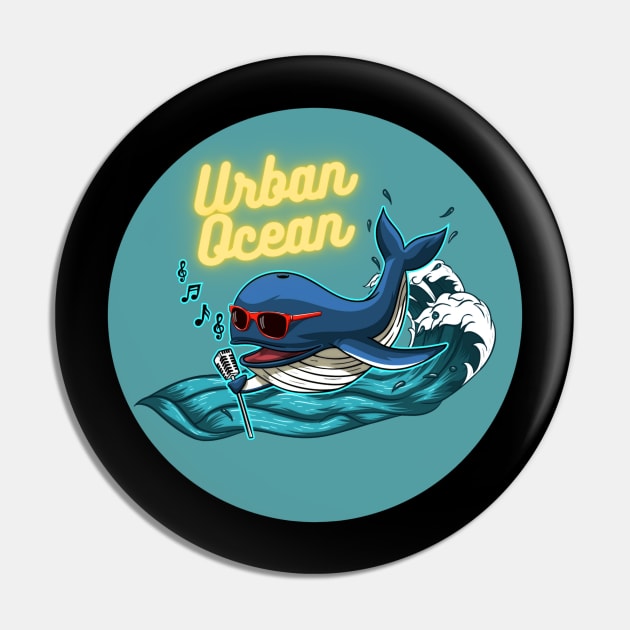 Urban Ocean Crooner Whale (Classic Logo) Pin by urbanoceandesigns