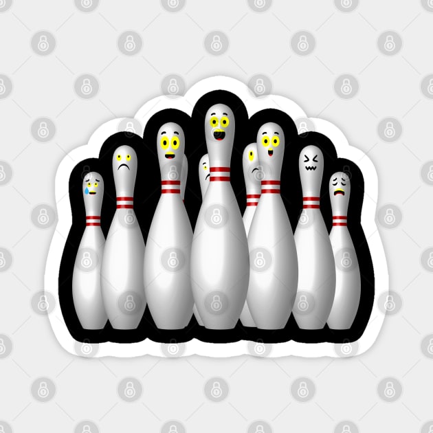 Scared Bowling Pins Magnet by MartianGeneral