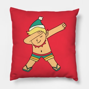 Cute Dabbing Christmas Elf Cartoon Pillow