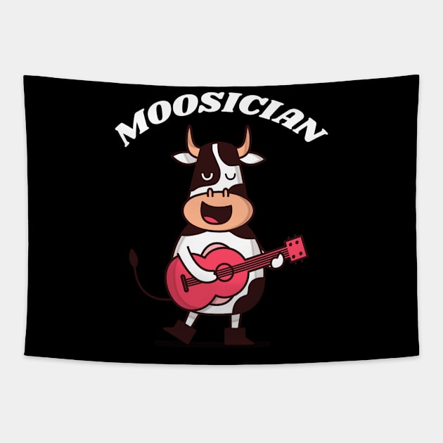 Moosician Musician Music Guitar Cow Tapestry by MooonTees