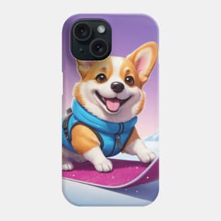 Corgi on Snowboard Phone Case