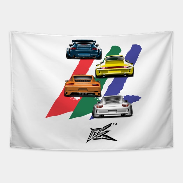 porsche 911 collection Tapestry by naquash