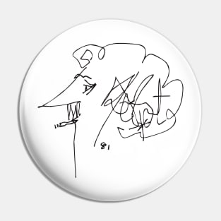 Kurt Vonnegut Self-Portrait Pin