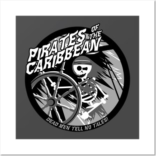 Pirates of The Caribbean: Curse of The Black Pearl Men's Black and White Skull Logo T-Shirt Black