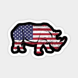 American Flag Rhino USA Conservation TShirt Magnet