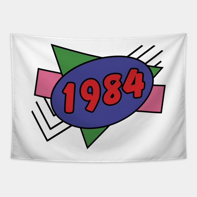 Year 1984 Retro 80s Graphic Tapestry by ellenhenryart